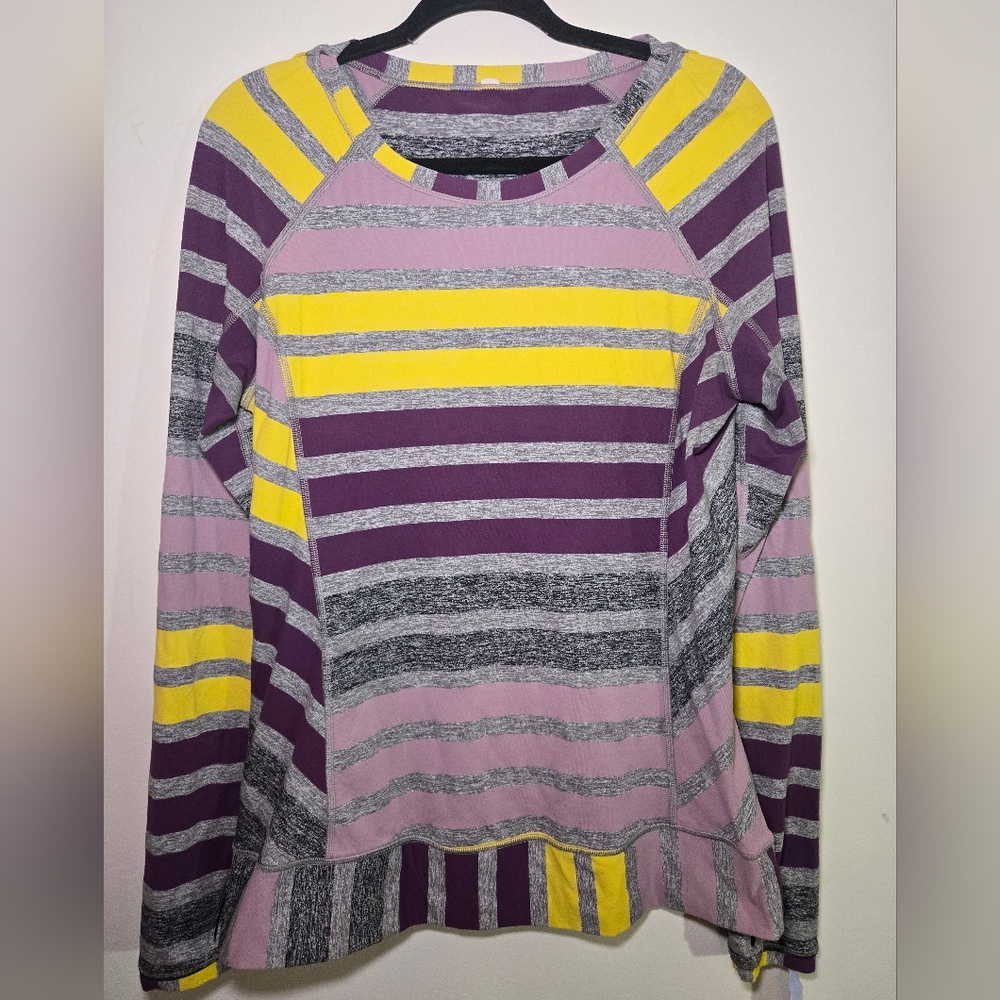 Vintage Lululemon Sriped Purple and Yellow Running Top
